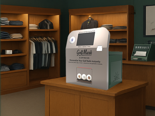 GolfMark Express printer in a pro shop